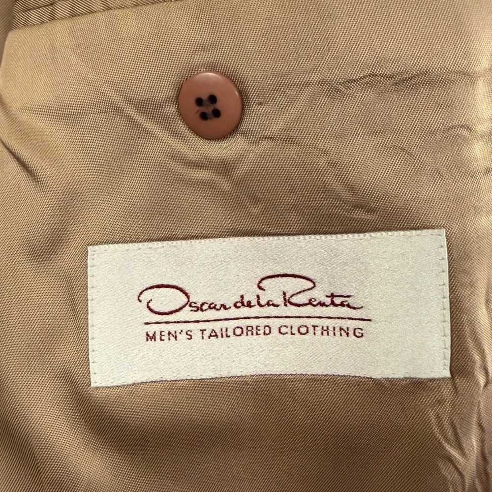 Oscar de la Renta Sport‎ Coat Mens Brown Houndstooth Blazer Tailored Jacket
